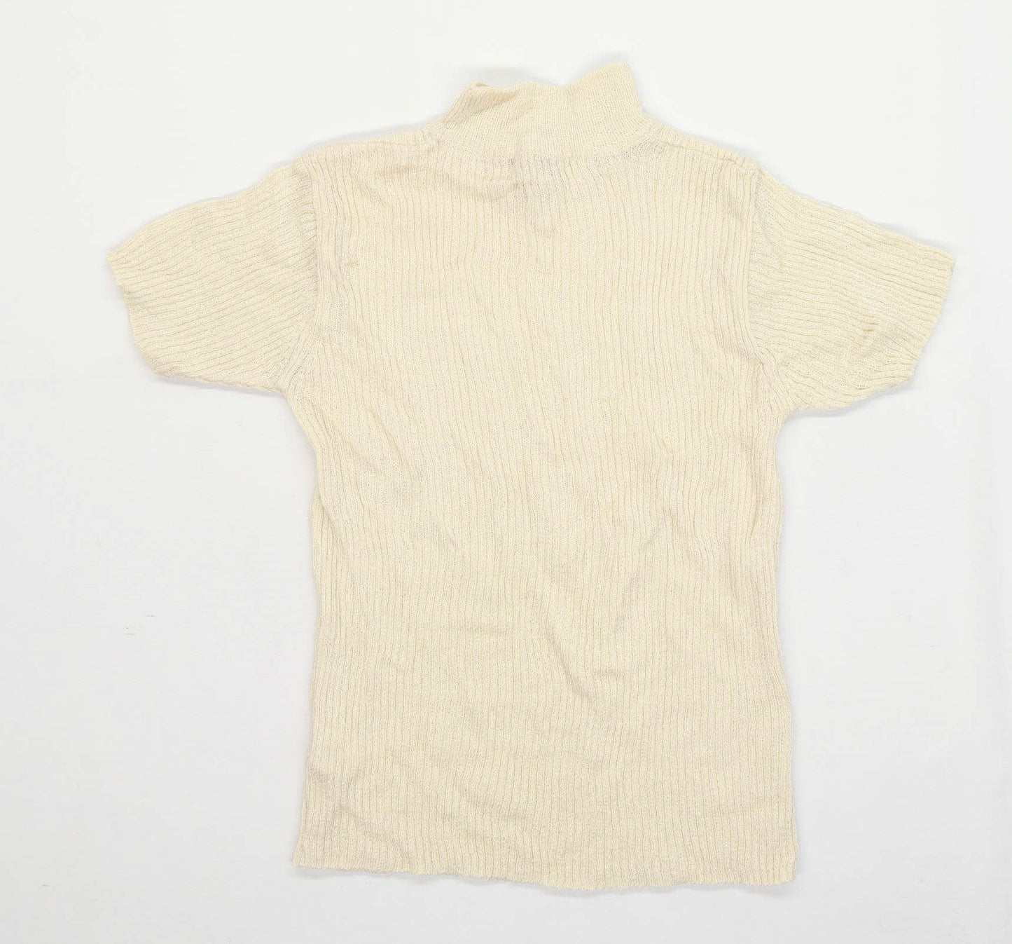 Bonmarche Womens Size L Textured Cream Ribbed Jumper (Regular)