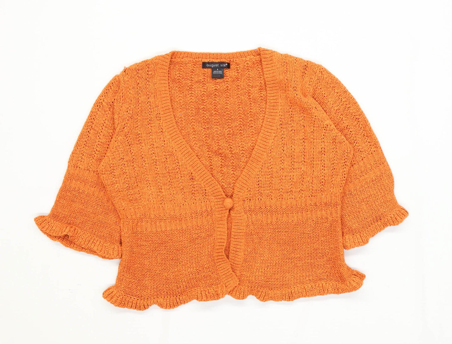August Silk Womens Size S Orange Button Up Cardigan (Regular)