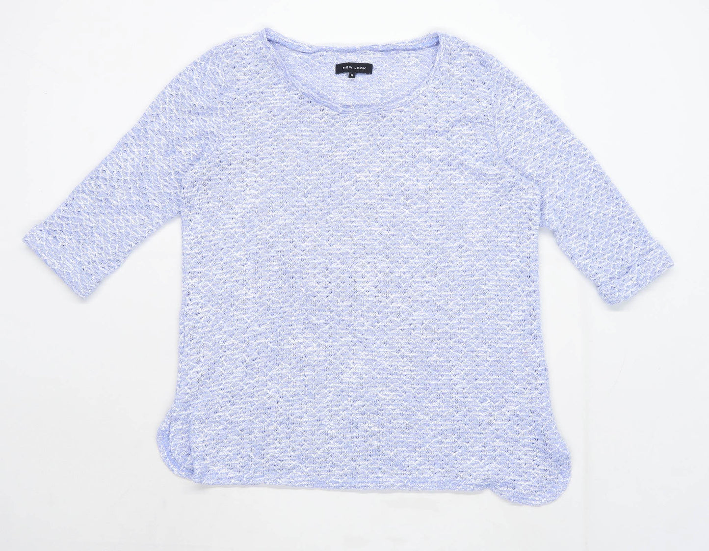 New Look Womens Size 14 Cotton Blue Crochet Top (Regular)