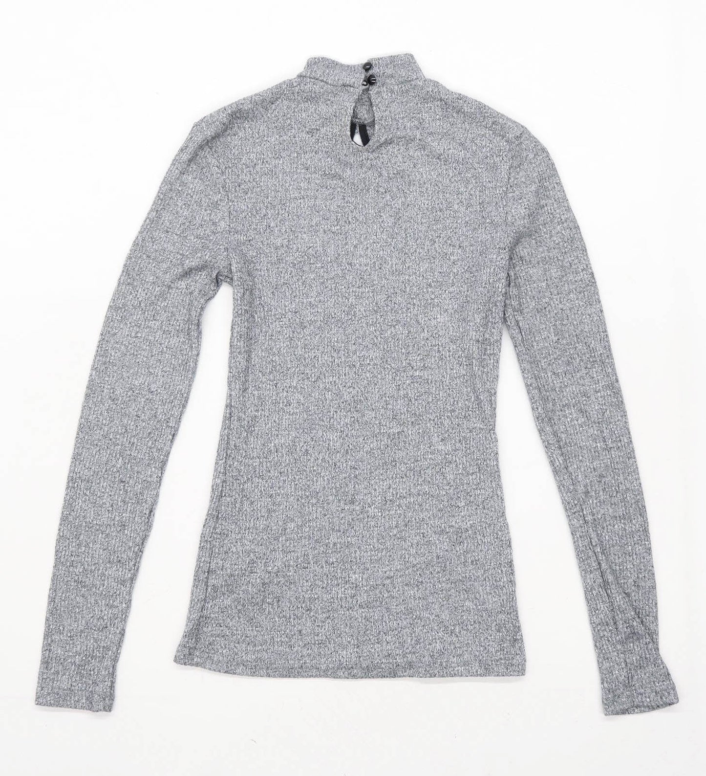 Miss Selfridge Womens Size 8 Keyhole Grey Jumper (Regular)