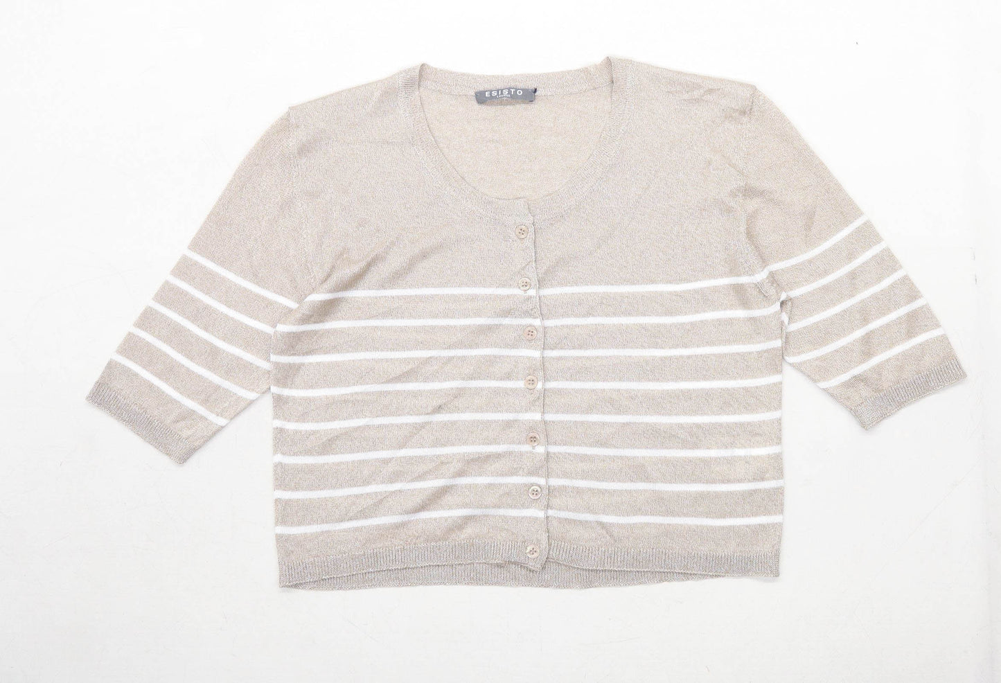 Esisto Womens Size S Striped Beige Cardigan (Regular)
