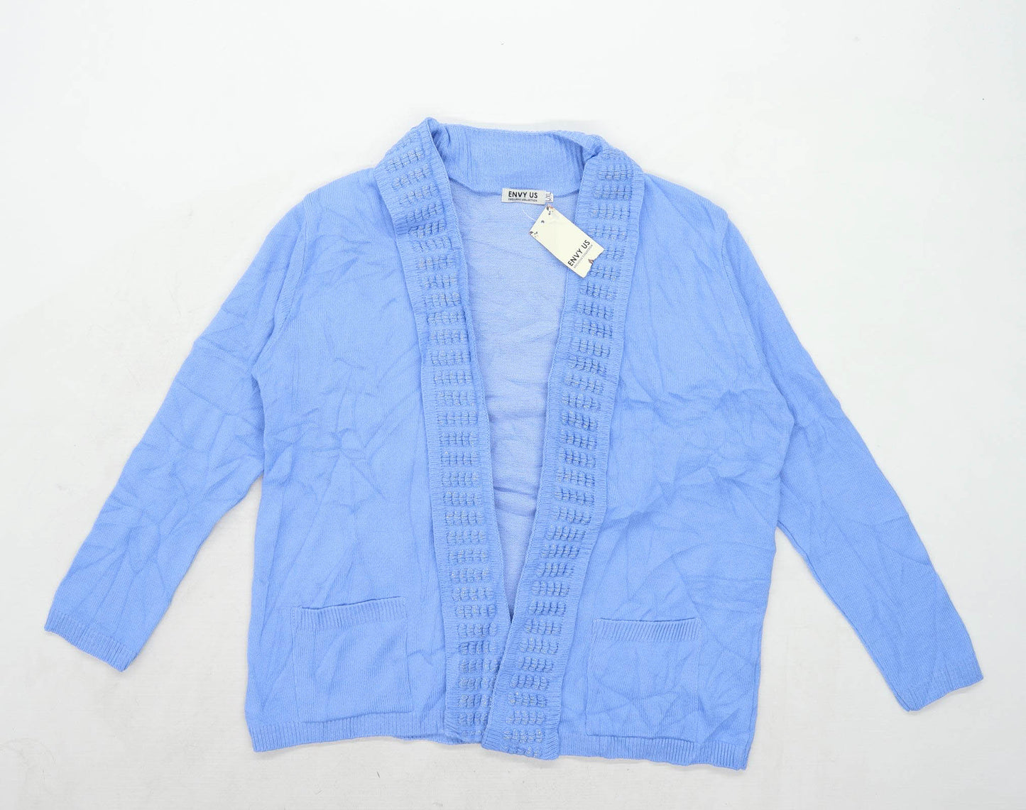 Envy Us Womens Size L-XL Cotton Blend Blue Cardigan (Regular)