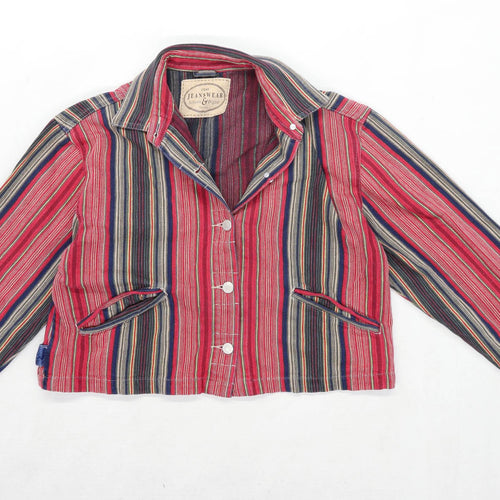 Tesco Womens Size 14 Denim Striped Red Jacket