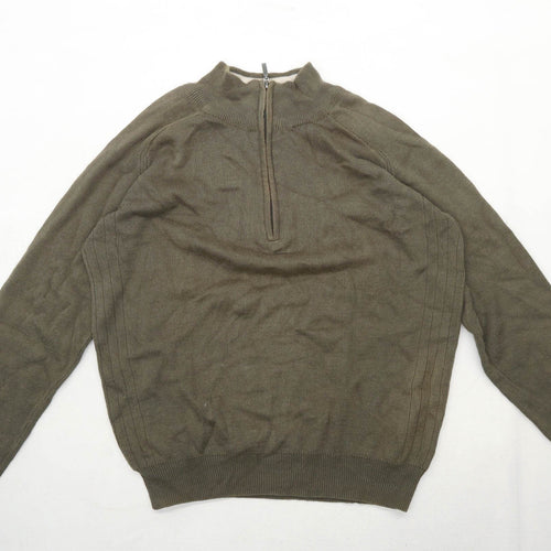 Edinburgh Woollen Mill Womens Size 14-16 Cotton Green Jumper (Regular)