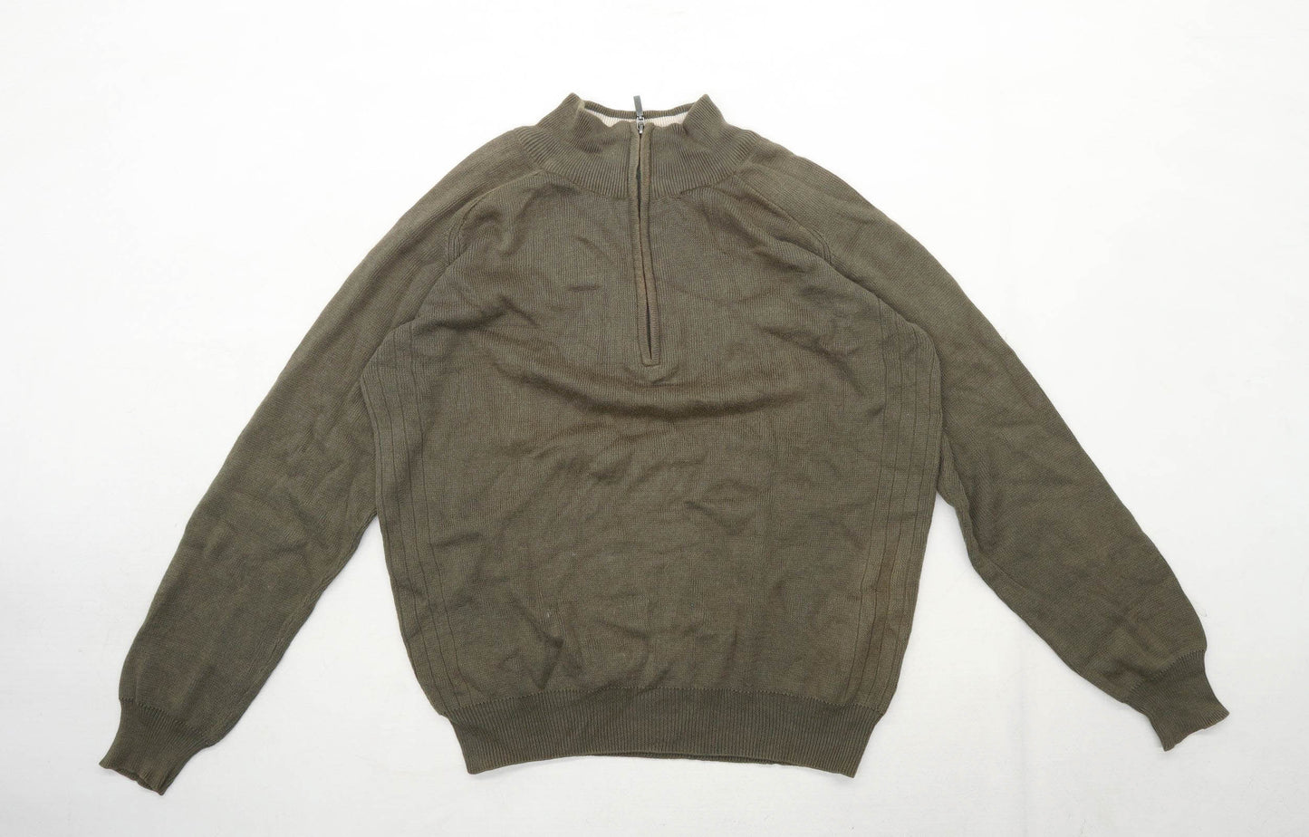 Edinburgh Woollen Mill Womens Size 14-16 Cotton Green Jumper (Regular)