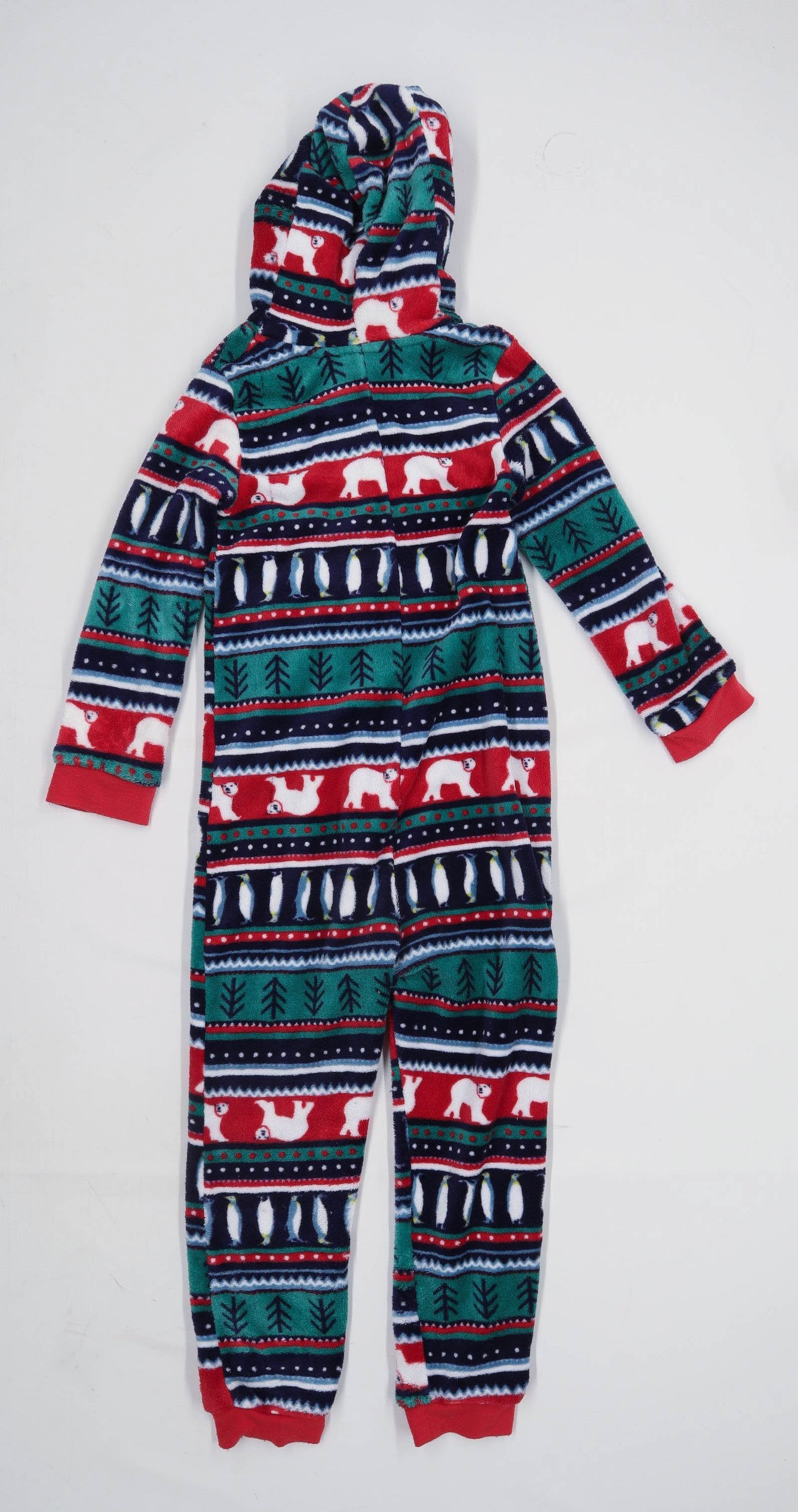 John Lewis Boys Geometric Multi-Coloured Christmas Onesie Jumpsuit Age 8 Years