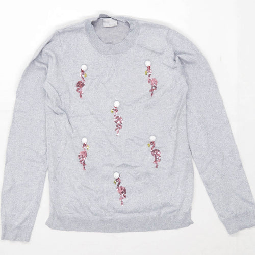 Matalan Girls Graphic Silver Sparkly Christmas Top Age 12 Years