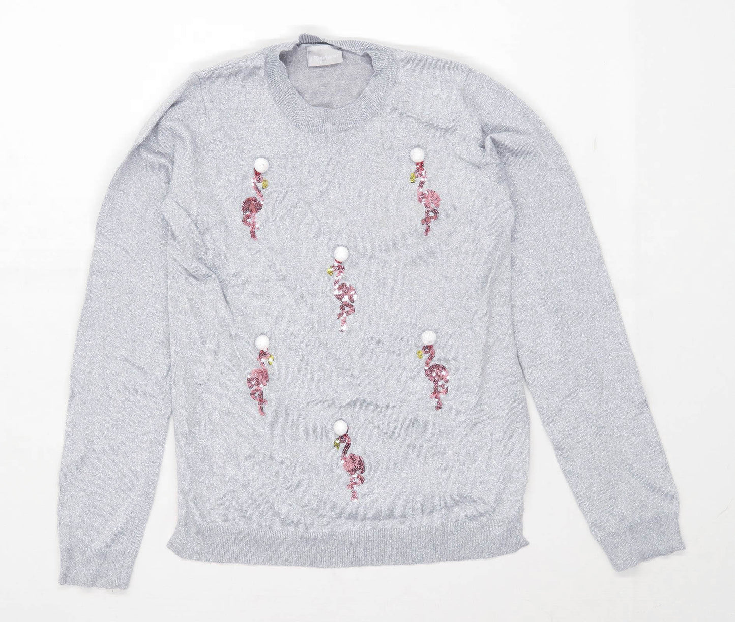 Matalan Girls Graphic Silver Sparkly Christmas Top Age 12 Years