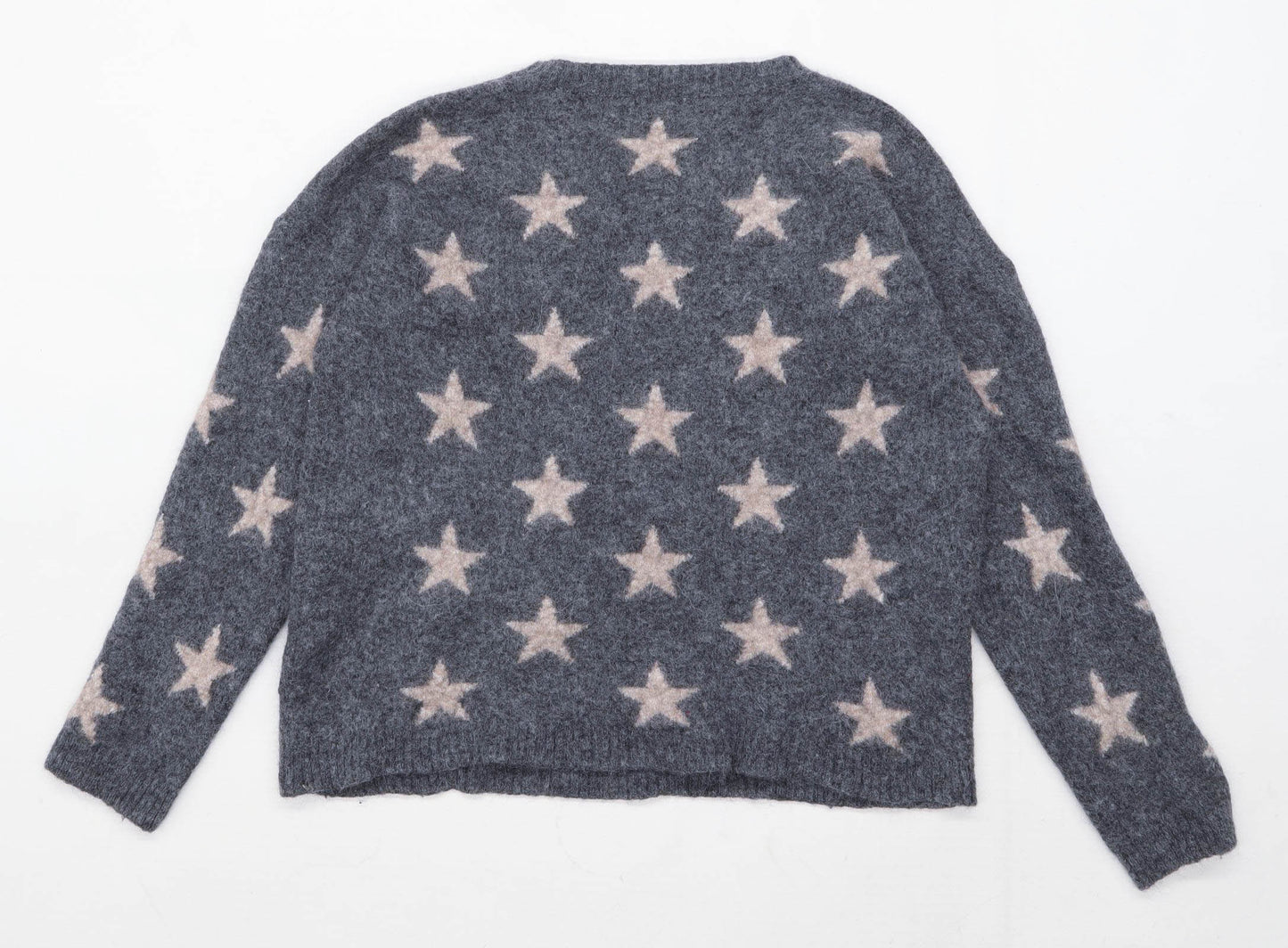 Hush Womens Size M Graphic Alpaca Blend Grey Stars Jumper (Regular)