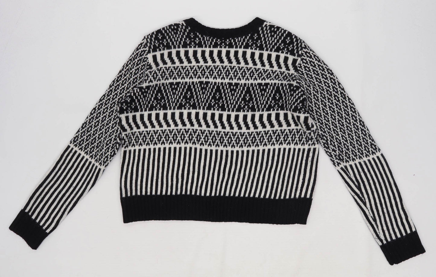 Topshop Womens Size 12 Striped Cream Black Jumper (Regular)