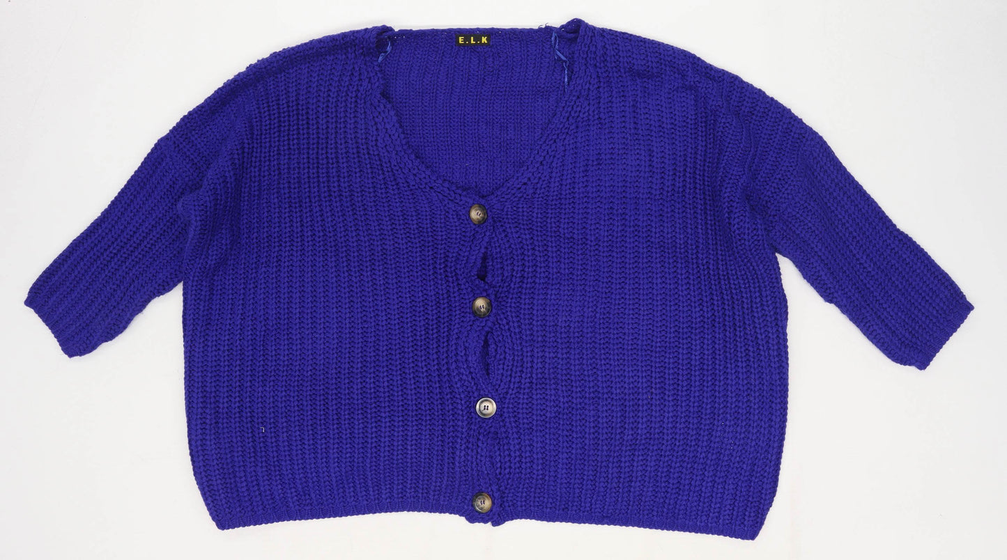 Elk Womens Size S-M Blue Cardigan (Regular)