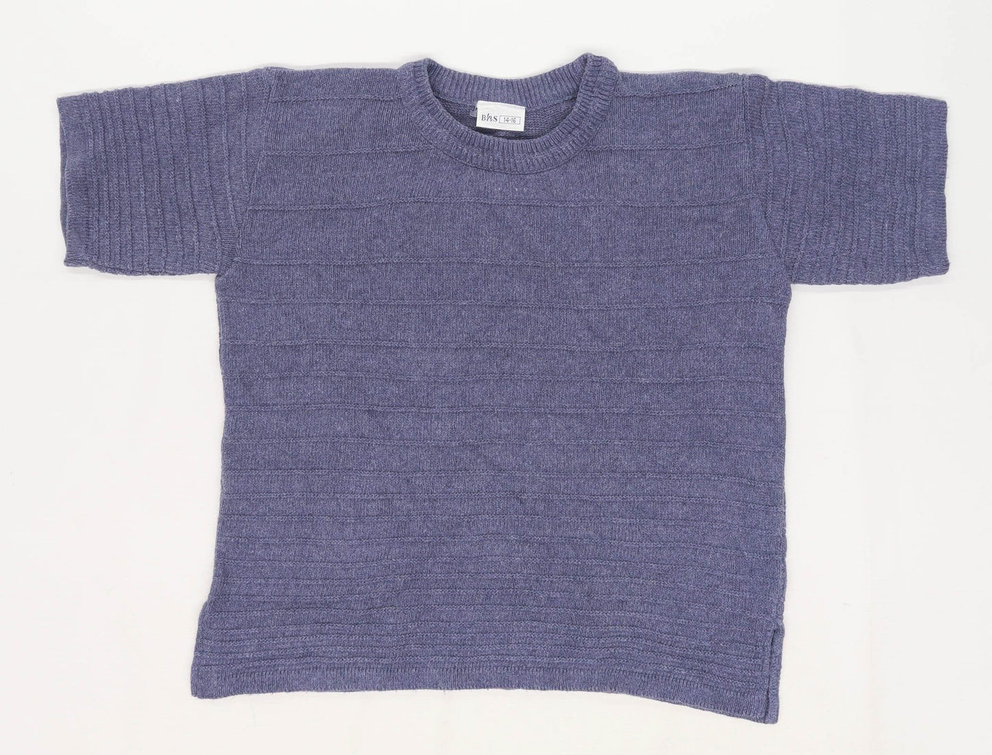 BHS Womens Size 14-16 Cotton Blend Blue Jumper (Regular)
