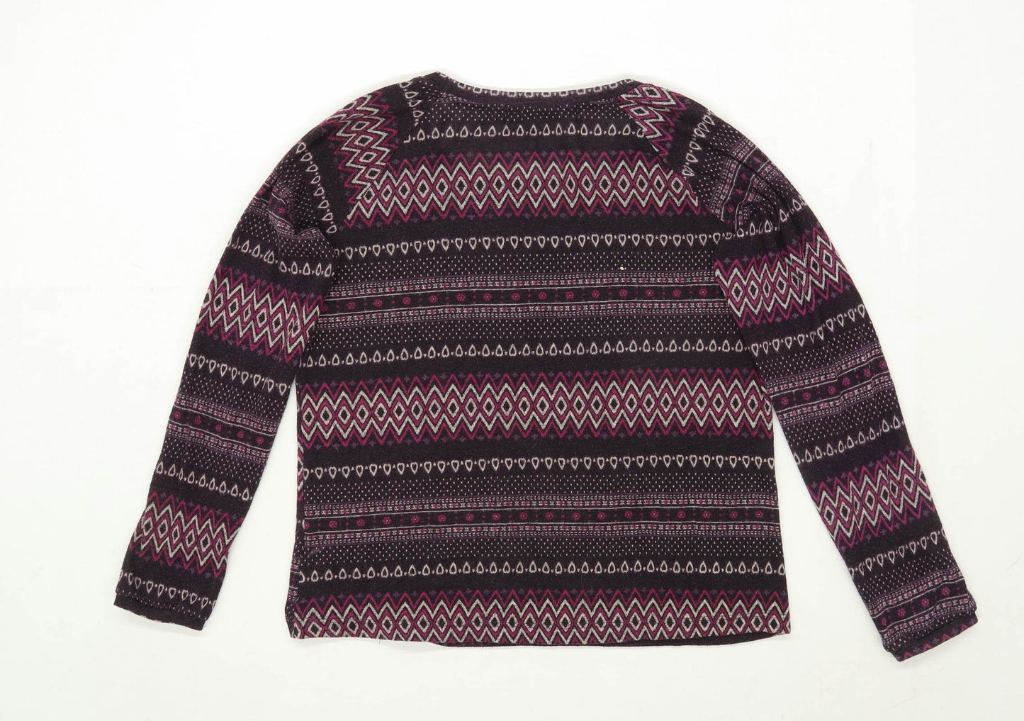 Forever 21 Womens Size 10 Geometric Purple Long Sleeve T-Shirt (Regular)