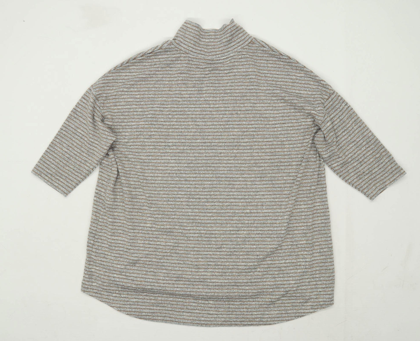 Marks & Spencer Womens Size 16 Striped Brown Jumper (Regular)