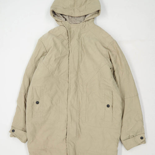 Fashion Union 2 Mens Size M Beige Poppers Coat