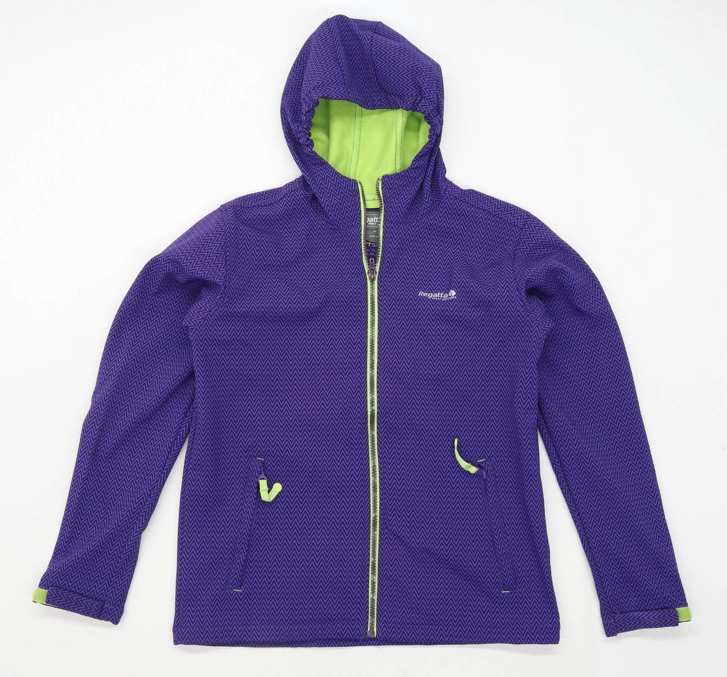 Regatta Womens Size S Geometric Purple Hooded Soft Shell Jacket