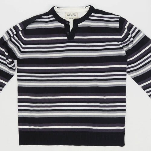 Hutson Harbour Mens Size M Striped Black Jumper