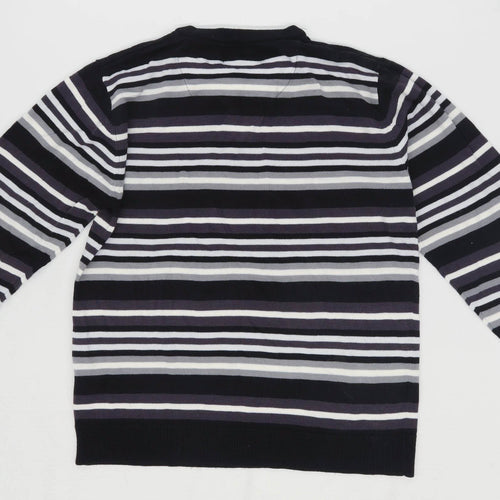 Hutson Harbour Mens Size M Striped Black Jumper