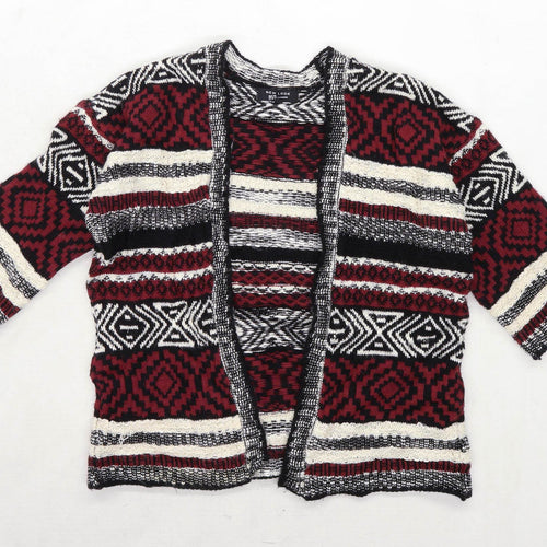 New Look Girls Striped Red Cardigan Size L