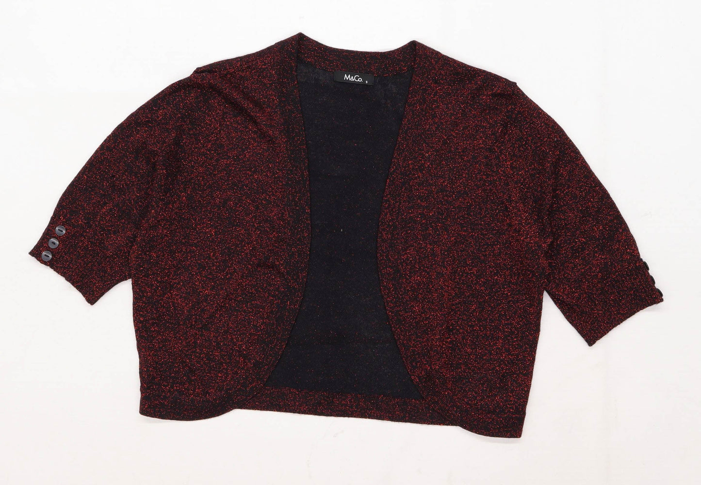 M&Co Womens Size S Red Glitter Cardigan (Regular)