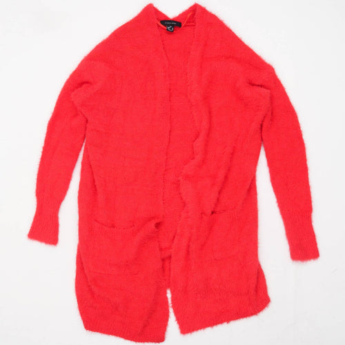 Primark Womens Size 4 Red Furry Cardigan (Regular)