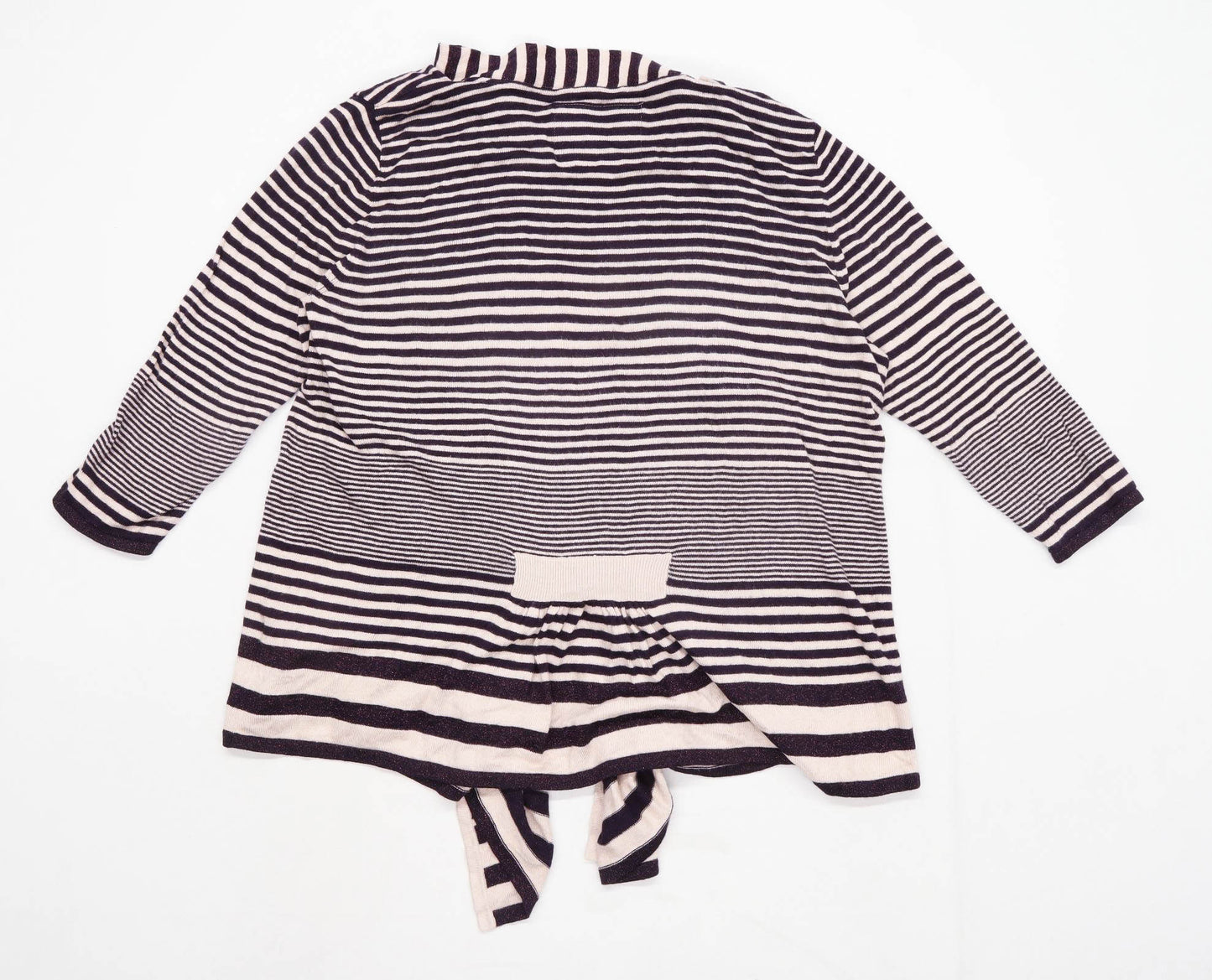 Betty Jackson Black Womens Size 20 Striped Cotton Multi-Coloured Glittery Cardigan (Regular)