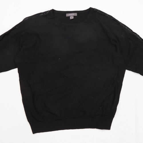 Primark Womens Size 12-14 Textured Black Gem Detail Jumper (Regular)