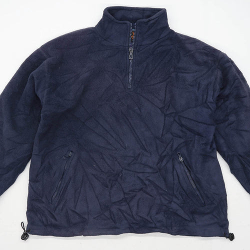 Denbigh Mens Size L Fleece Blend Blue Half Zip Jacket