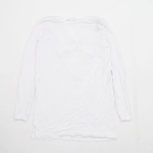 Missguided Womens Size 6 White Cut Out Back Long Sleeve T-Shirt (Regular)