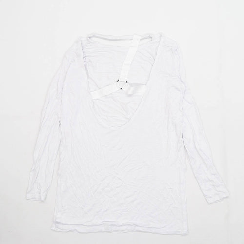 Missguided Womens Size 6 White Cut Out Back Long Sleeve T-Shirt (Regular)