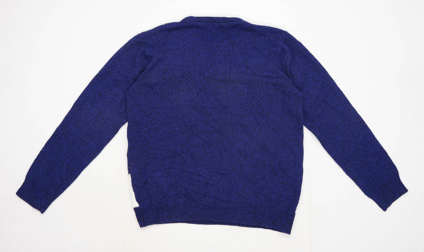 Authentic Casual Wear Mens Size L Blue Christmas Jumper