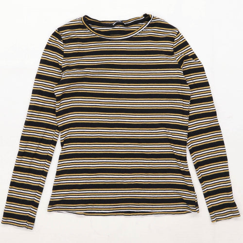 Pep & Co Womens Size 8 Striped Cotton Yellow Long Sleeve T-Shirt (Regular)