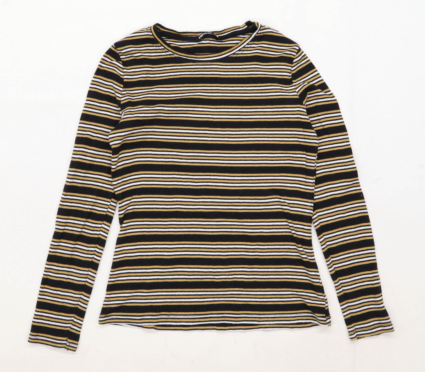 Pep & Co Womens Size 8 Striped Cotton Yellow Long Sleeve T-Shirt (Regular)