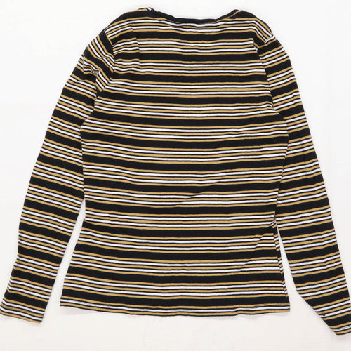 Pep & Co Womens Size 8 Striped Cotton Yellow Long Sleeve T-Shirt (Regular)