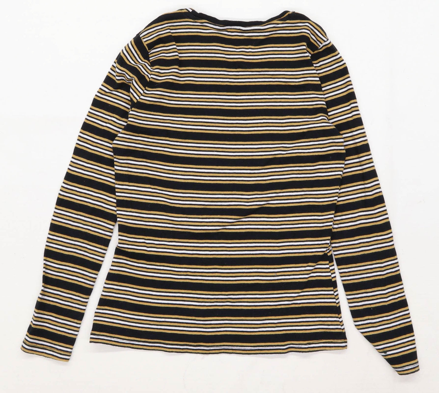 Pep & Co Womens Size 8 Striped Cotton Yellow Long Sleeve T-Shirt (Regular)