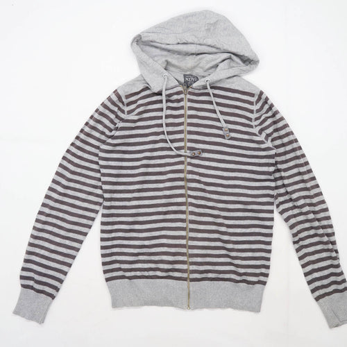 XDYE Mens Size XL Striped Grey Hoodie