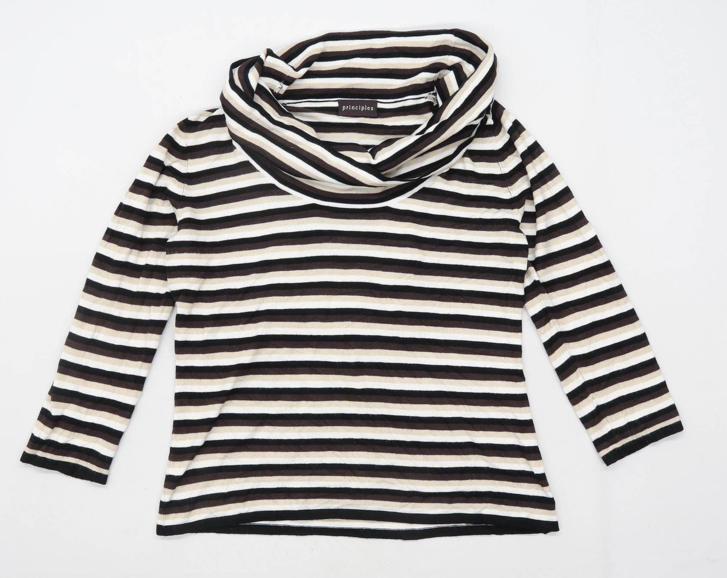 Principles Womens Size 14 Striped Cowl Neck Multi-Coloured Jumper (Regular)