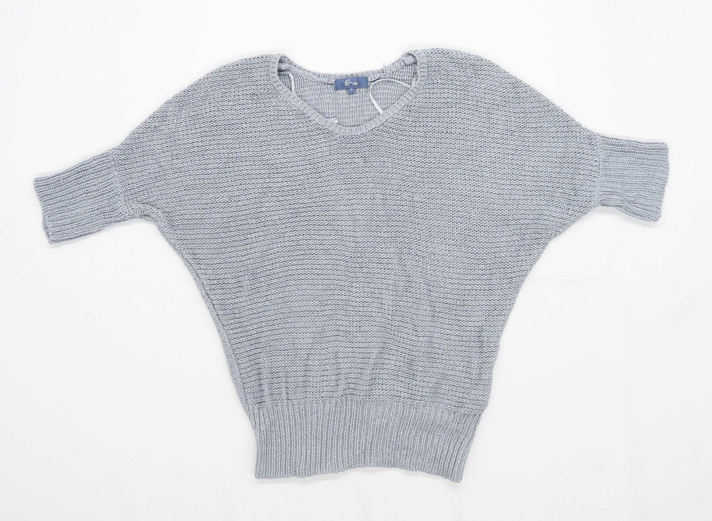 Evie Womens Size 8 Batwing Grey Glitter Top (Regular)