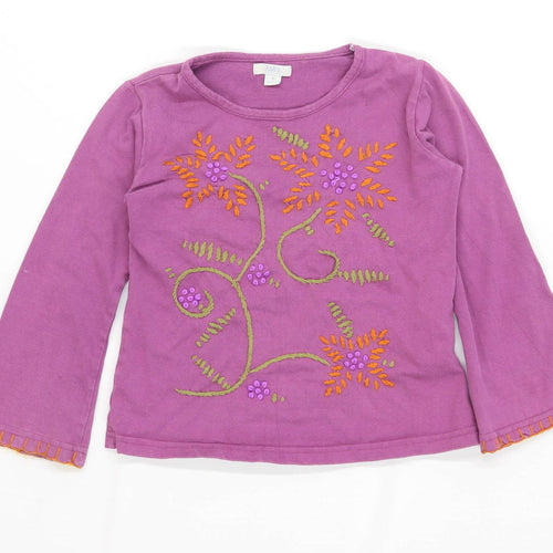 Zara Girls Floral Purple Embroidered T-Shirt Age 6 Years
