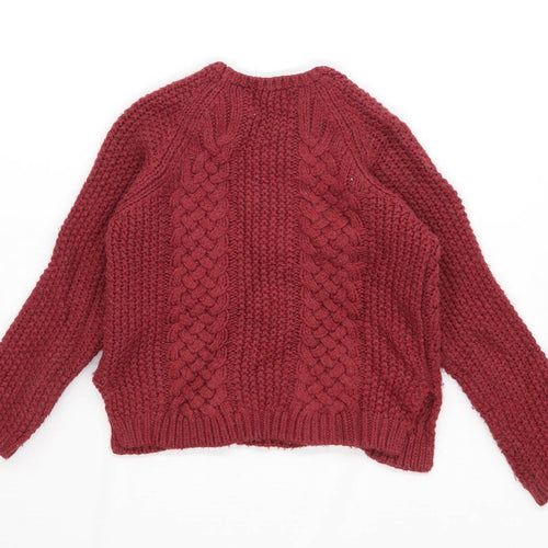 Zara Girls Textured Burgundy Knit Jumper Age 6 Years