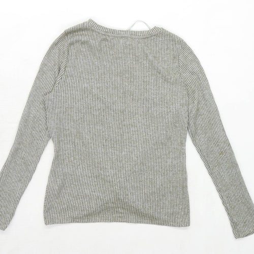 Primark Womens Size 6-8 Green Ribbed Knot Top (Regular)
