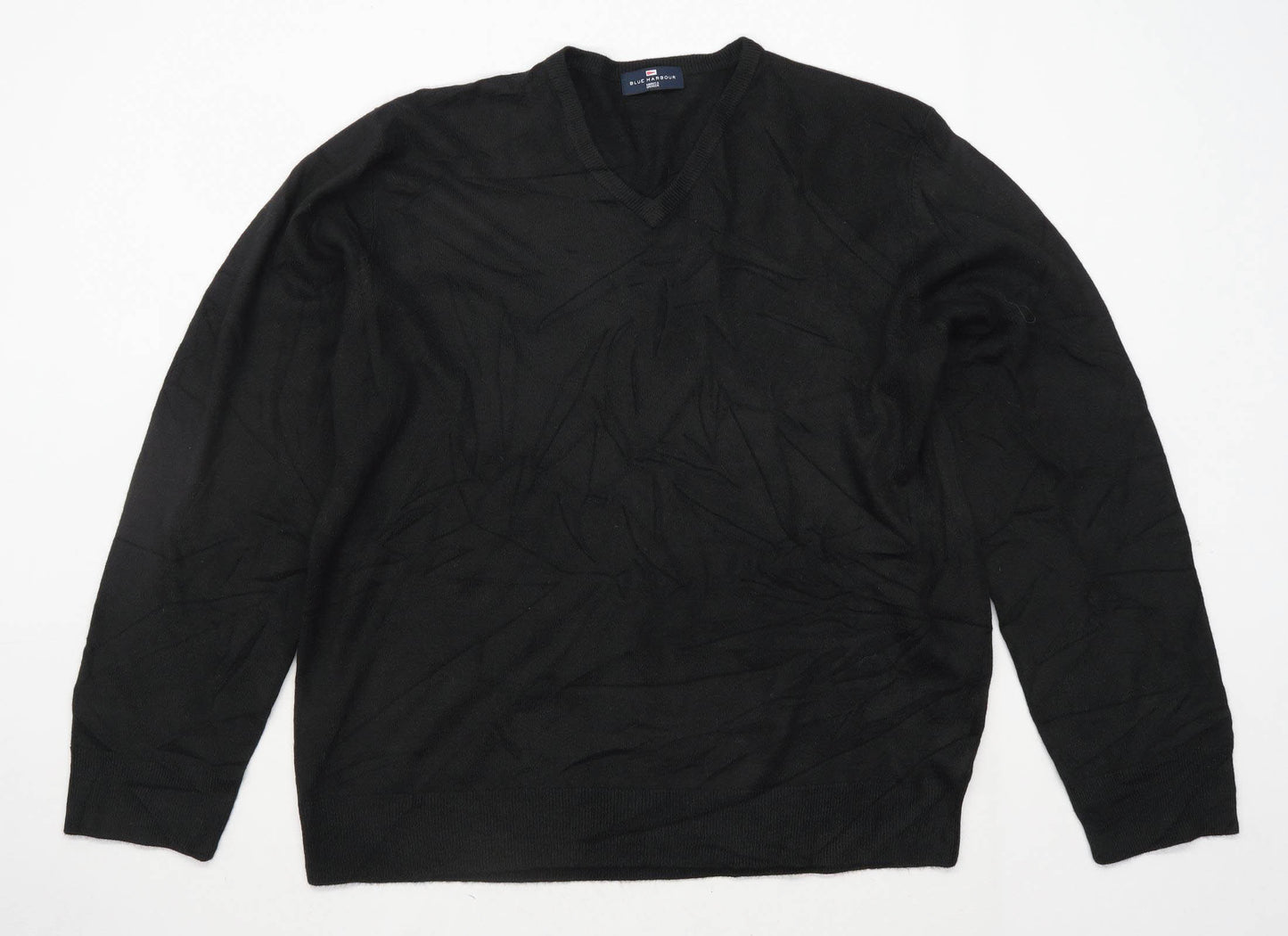 Blue Harbour Mens Size XL Black V-Neck Jumper