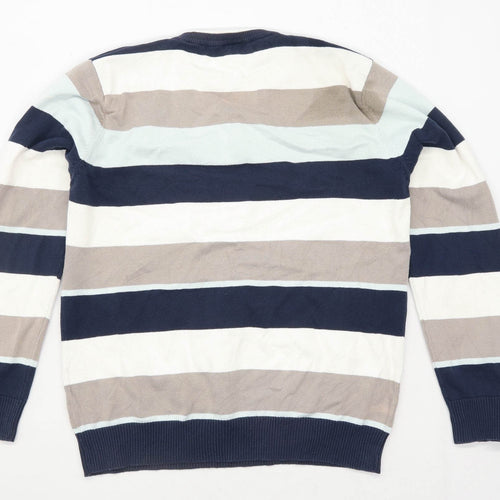 Officers Club Mens Size M Cotton Striped Multi-Coloured Jumper