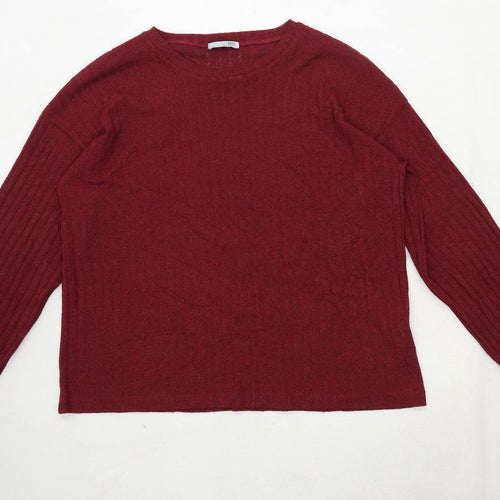 Zara Womens Size 8 Textured Elastane Blend Burgundy Top (Regular)