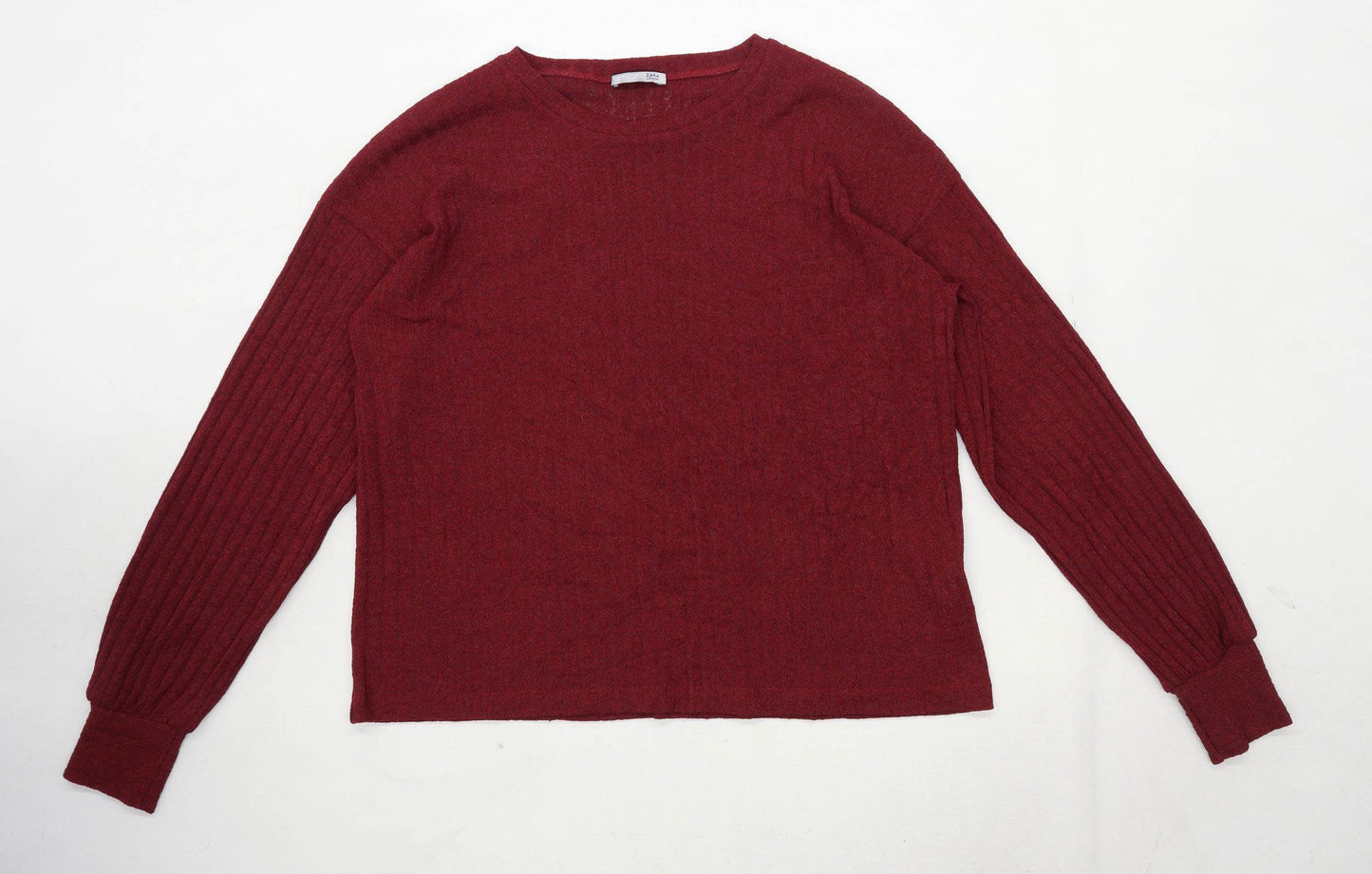 Zara Womens Size 8 Textured Elastane Blend Burgundy Top (Regular)