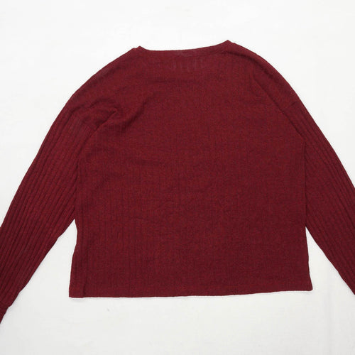 Zara Womens Size 8 Textured Elastane Blend Burgundy Top (Regular)