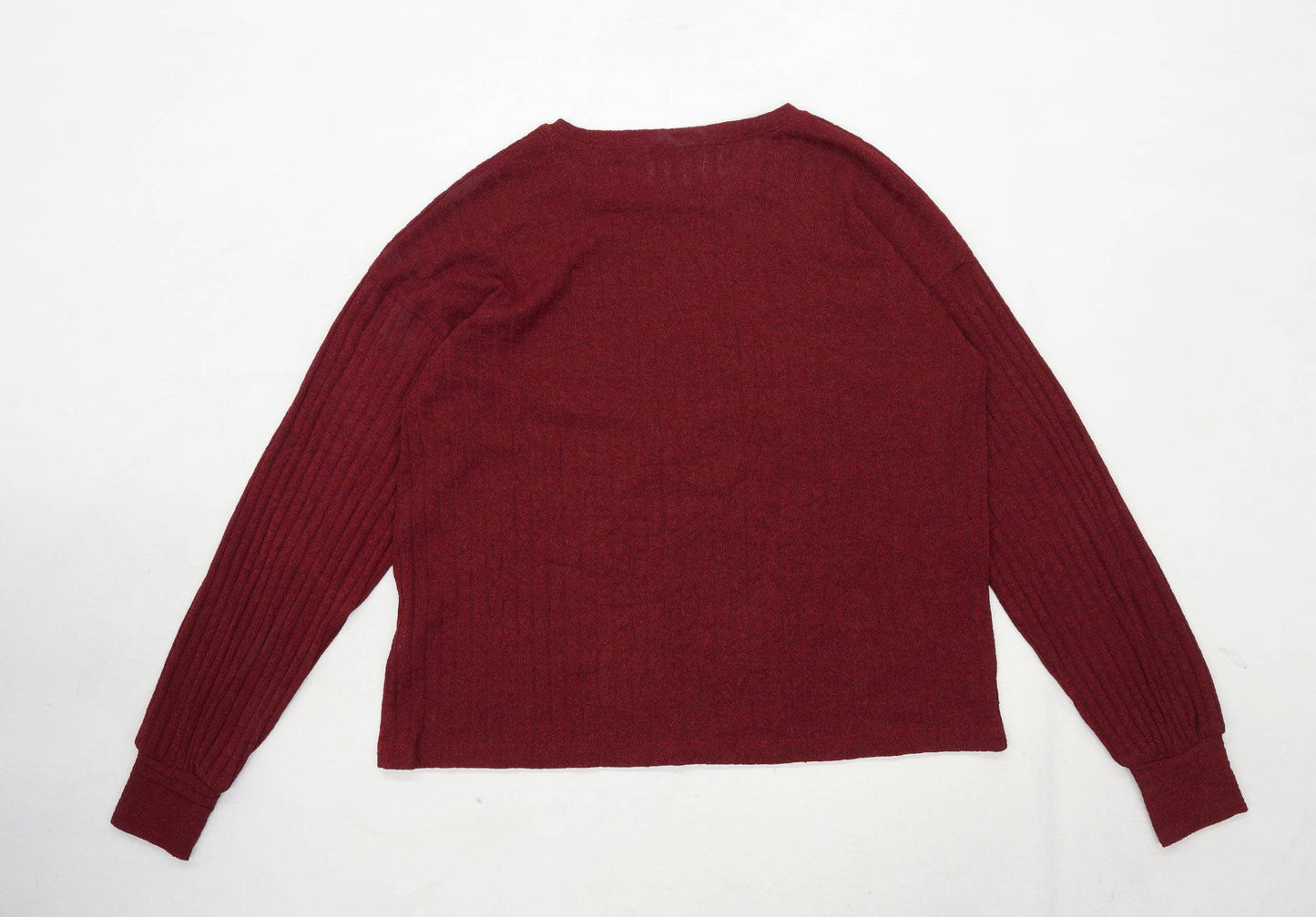 Zara Womens Size 8 Textured Elastane Blend Burgundy Top (Regular)