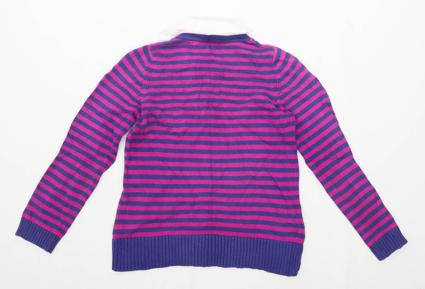Marks & Spencer Womens Size 14 Striped Cotton Purple Jumper (Regular)