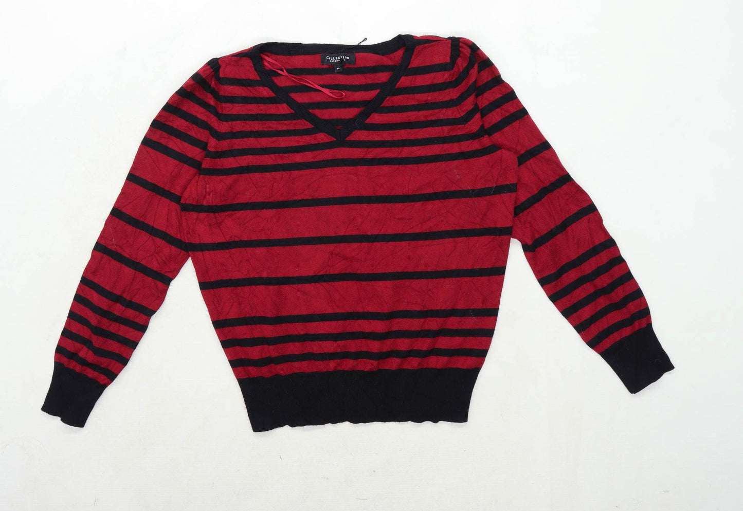 Debenhams Womens Size 14 Striped Cotton Blend Red Jumper (Regular)