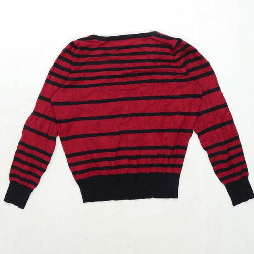 Debenhams Womens Size 14 Striped Cotton Blend Red Jumper (Regular)